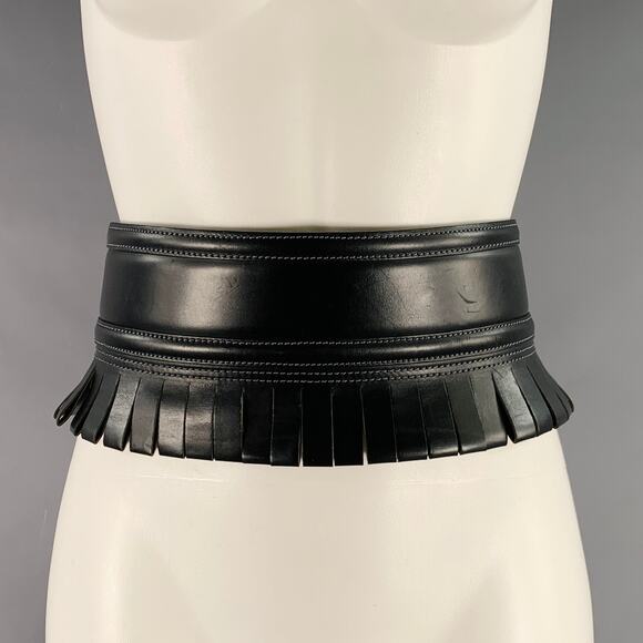 ALAIA Size 27 Black Fringe Leather Belt - Picture 1 of 7